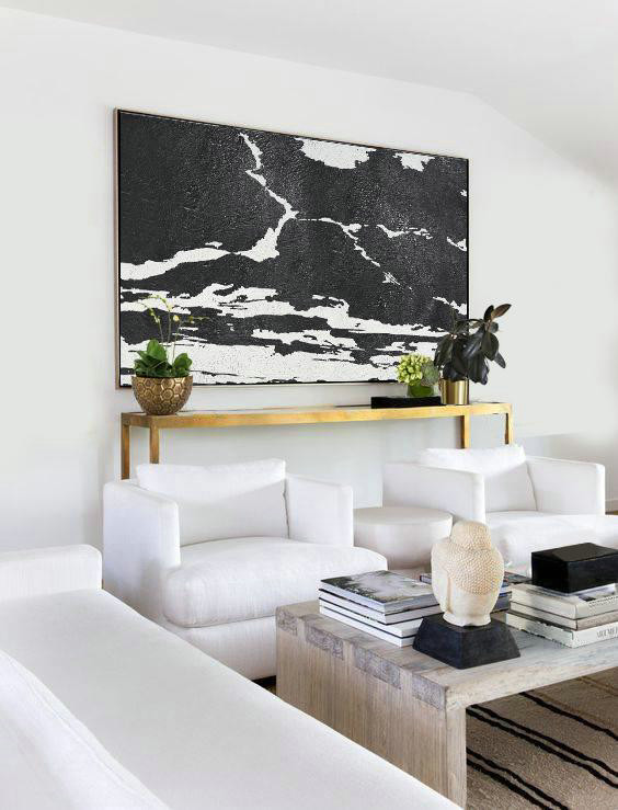 Living Room Wall Art,Oversized Horizontal Minimal Art On Canvas - Large Canvas Art